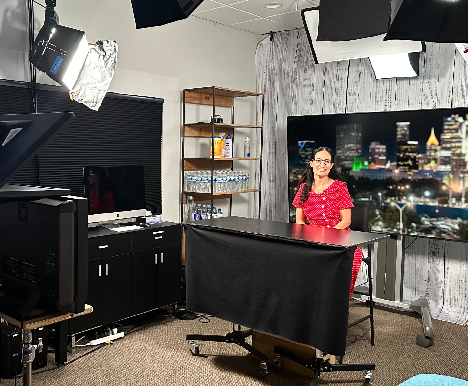 Pamela Garfield-Jaeger, The Truthful Therapist, on a television studio set before an interview