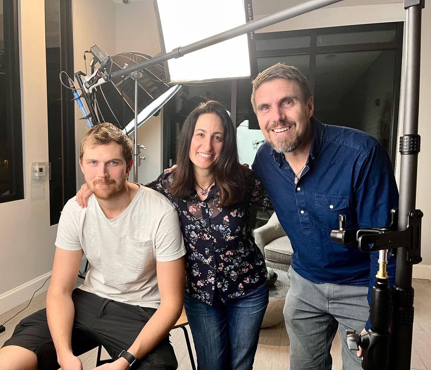 Pamela Garfield-Jaeger, The Truthful Therapist, with a documentary film crew after a filmed interview